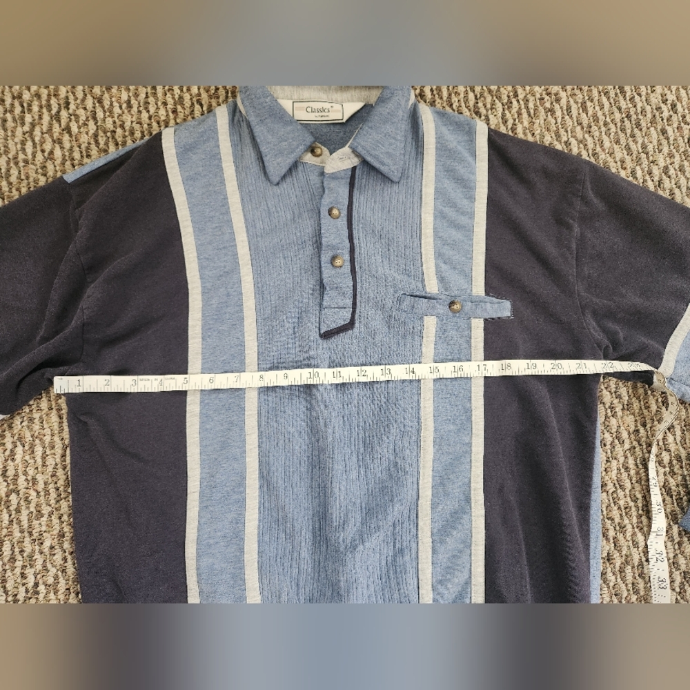 Classics By Palmland Long Sleeve Blue Colorblock Shirt Size Large VTG Grandpa - Picture 2 of 6